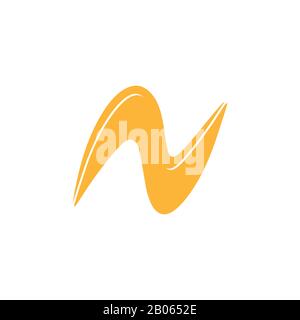abstract letter n thunder shape simple curves logo vector Stock Vector