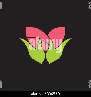 simple geometric hand hold leaf red rose logo vector Stock Vector