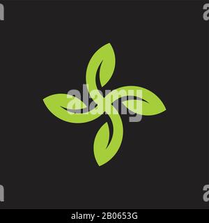 abstract propeller green leaf geometric logo vector Stock Vector