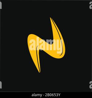 abstract letter n thunder shape simple curves logo vector Stock Vector