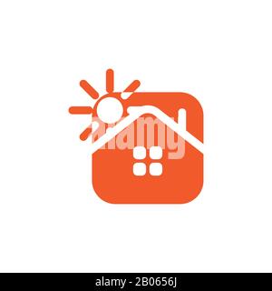 cute sunny home square logo vector Stock Vector