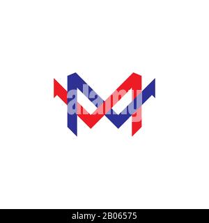 letter m linked arrow geometric line logo vector Stock Vector