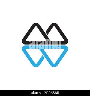 simple letter mw geometric triangle line mountain logo vector Stock Vector