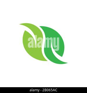 green leaf geometric curves natural organic food symbol vector Stock Vector