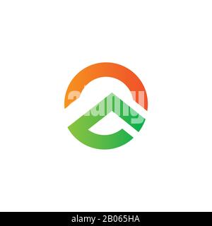 mountain sun gradient geometric logo vector Stock Vector