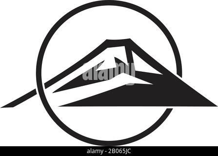 mountain sun overlapping flat monogram logo vector Stock Vector