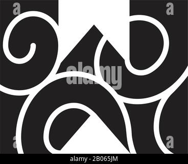 letter w curves mosaic symbol logo vector Stock Vector