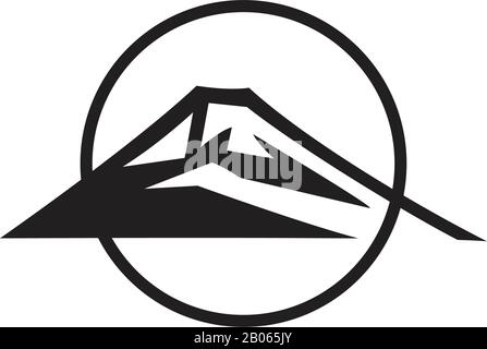 mountain circle line outdoor symbol vector Stock Vector