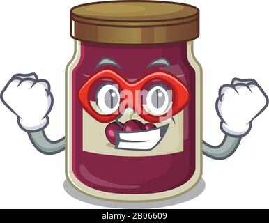 A cartoon concept of plum jam performed as a Super hero Stock Vector