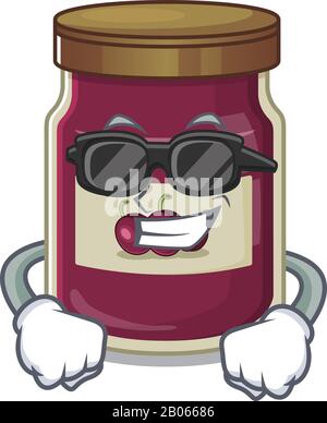 Super cool plum jam character wearing black glasses Stock Vector