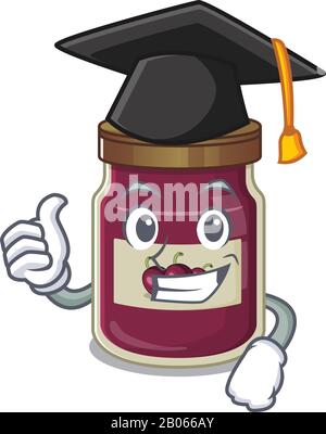 happy and proud of plum jam wearing a black Graduation hat Stock Vector
