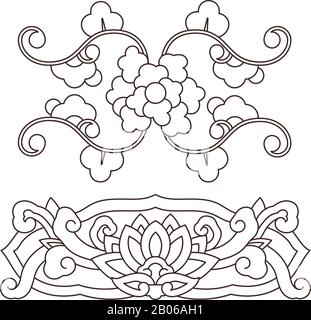 Korean traditional patterns, ornaments and symbols in asian design style illustration 017 Stock Vector