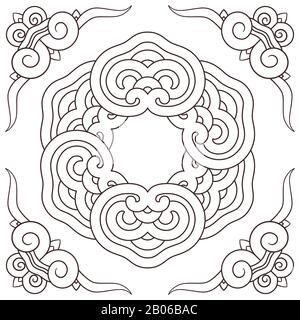 Korean traditional patterns, ornaments and symbols in asian design style illustration 003 Stock Vector