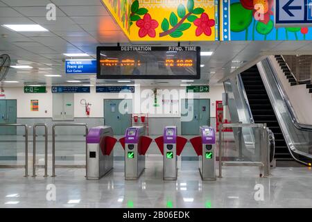 New open metro station of Kolkata East West Metro system at Salt Lake Sector V, Bidhannagar, Kolkata on 18th January 2020 Stock Photo