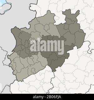 Map of Germany federal state North Rhine-Westphalia with neighboring federal states Stock Vector