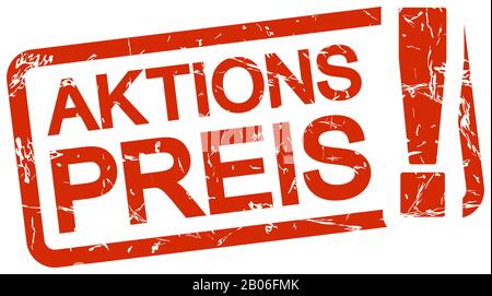 grunge stamp with frame colored red and text Aktionspreis Stock Vector