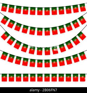 different garlands with national colors of portugal flag Stock Vector