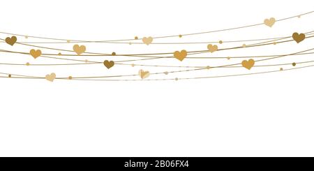 EPS 10 vector file showing hearts on strings background for valentine's day time colored gold for mother's day and love concepts Stock Vector