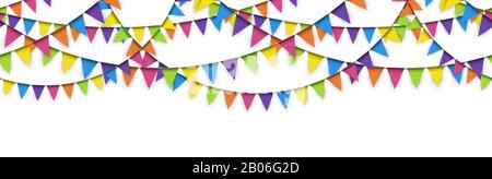 EPS 10 vector illustration of seamless colored garlands on white background for sylvester party or carnival template usage Stock Vector