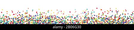vector panorama illustration of different colored confetti with free white space for text for carnival, sylvester or party time on white background Stock Vector