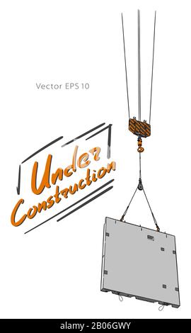 Sketch. Construction crane hook. Vector hand draw Stock Vector