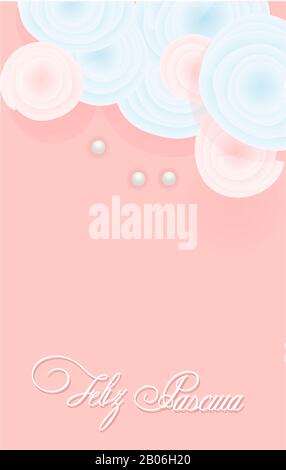 Easter card. Easter Sunday. Tender background with flowers. Vertical format. Translation from Spanish: Happy Easter Stock Photo