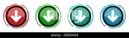 Download arrow round glossy vector icons, set of buttons for webdesign, internet and mobile phone applications in four colors options isolated on whit Stock Vector