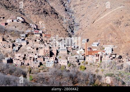 Small berber village in Atlas mountains, Morocco Stock Photo