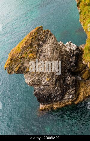 Abstract view of rock stack at St Agnes Beach, St Agnes, Cornwall, UK Stock Photo