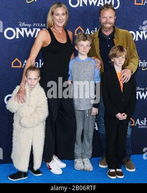 Hollywood, United States. 18th Feb, 2020.   Scout Margery Jennings, Kerri Walsh Jennings, Joseph Michael Jennings, Sundance Thomas Jennings and Casey Jennings arrive at the World Premiere Of Disney And Pixar's 'Onward' held at the El Capitan Theatre on February 18, 2020 in Hollywood, Los Angeles, California, United States. (Photo by Xavier Collin/Image Press Agency) Credit: Image Press Agency/Alamy Live News Stock Photo