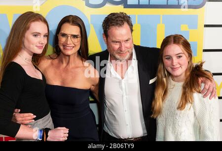 Rowan Francis Henchy, Brooke Shields, Chris Henchy, Grier Hammond Henchy attend premiere of Impractical Jokers: The Movie at AMC Lincoln Square (Photo by Lev Radin/Pacific Press) Stock Photo