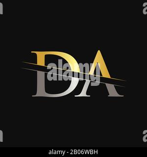 Initial DA Letter Logo Design Vector With Gold and Silver Color. DA Logo Design Stock Vector