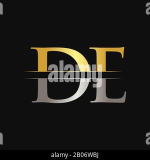 Initial DE Letter Logo Design Vector With Gold and Silver Color. DE Logo Design Stock Vector