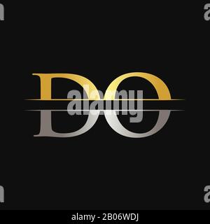 Initial DO Letter Logo Design Vector With Gold and Silver Color. DO Logo Design Stock Vector