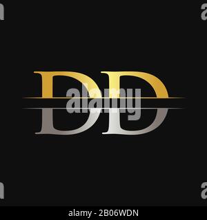 Initial DD Letter Logo Design Vector With Gold and Silver Color. DD Logo Design Stock Vector