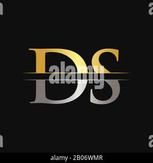 Initial DS Letter Logo Design Vector With Gold and Silver Color. DS Logo Design Stock Vector