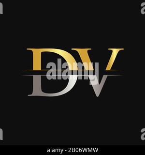 Initial DV Letter Logo Design Vector With Gold and Silver Color. DV Logo Design Stock Vector