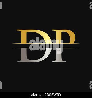 Initial DP Letter Logo Design Vector With Gold and Silver Color. DP Logo Design Stock Vector