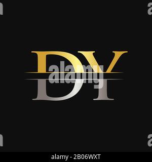 Initial DY Letter Logo Design Vector With Gold and Silver Color. DY Logo Design Stock Vector