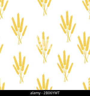 Sheaves of ears of grain crops, wheat, rye. Seamless pattern. Stock Vector