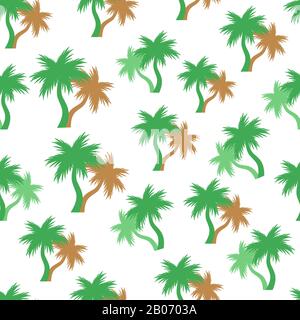 Tropical palm trees seamless pattern. Background with exotic floral plant, vector illustration Stock Vector