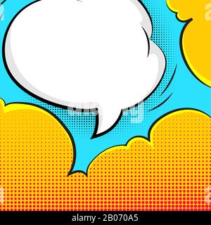 Blank bubble talk in pop art style vector background. Dialog and expression, empty speech comic bubble illustration Stock Vector