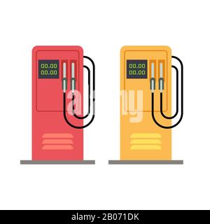 Gas station pump with gasoline petrol flat vector illustration. Petrol station service isolated on white background Stock Vector