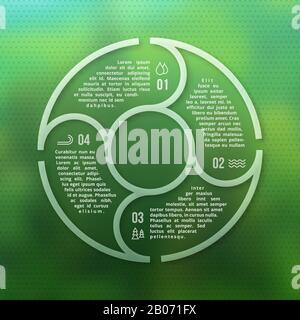 Green forest eco infographic on unfocused blurred smooth creative background. Ecology nature graphic plan. Vector illustration Stock Vector