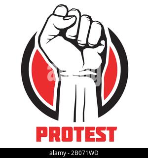 Protest, rebel vector revolution art poster background. Symbol fist for revolution and strike illustration Stock Vector