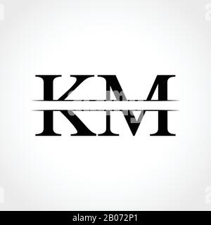 Initial KM letter Logo Design vector Illustration. Abstract Letter KM logo Design Stock Vector