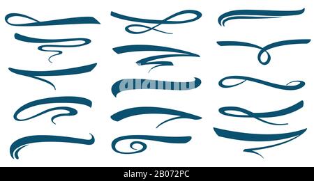 Vector marker stroke line lettering underlines collection. Highlighter mark isolated on white background illustration Stock Vector