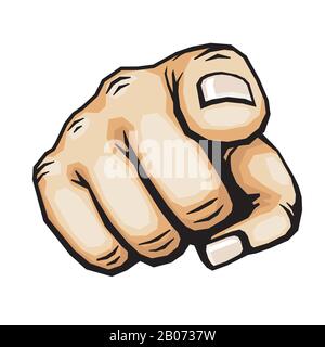 Hand pointing, finger pointing vector illustration. Human arm gesture indicate Stock Vector