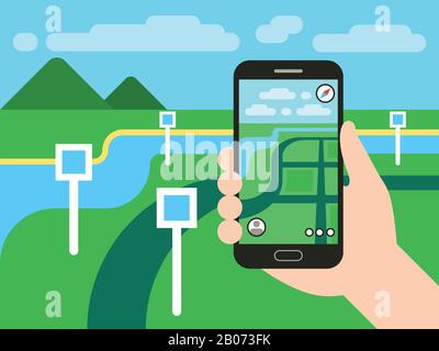 smartphone gps navigation map and pin car app Stock Vector Image & Art ...