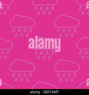 Outline vector rainy clouds seamless pattern. Weather nature rain illustration Stock Vector